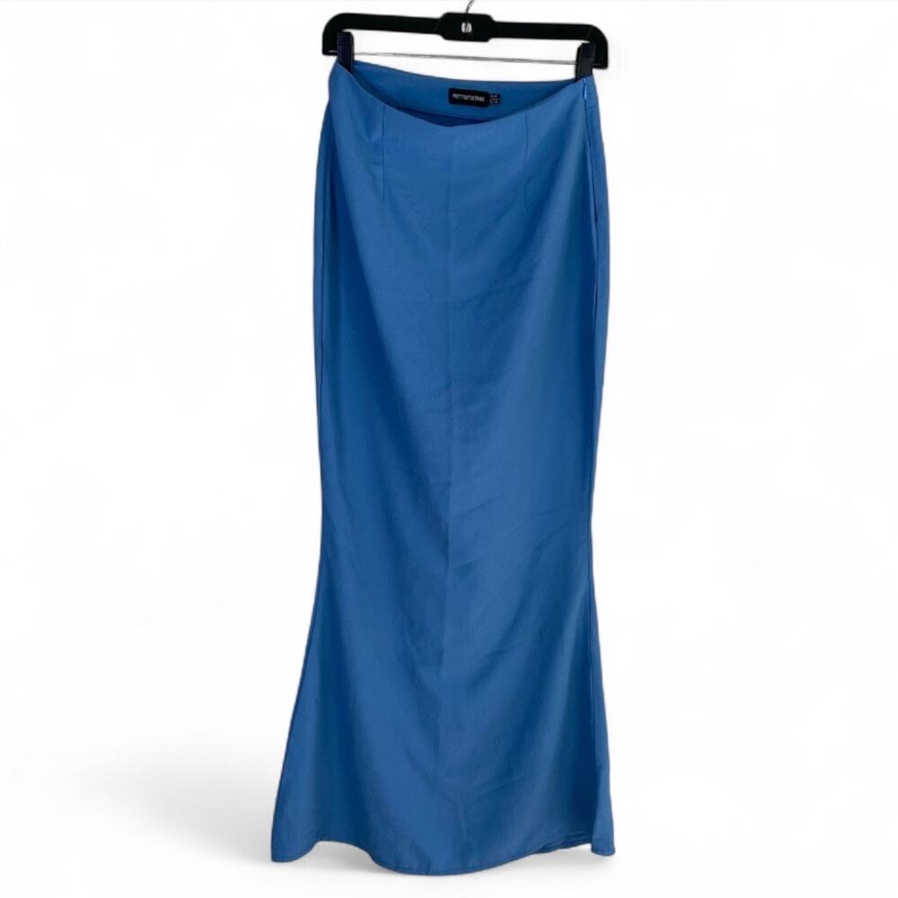 Prettylittlething Blue High Waist Midi Skirt Women's 4